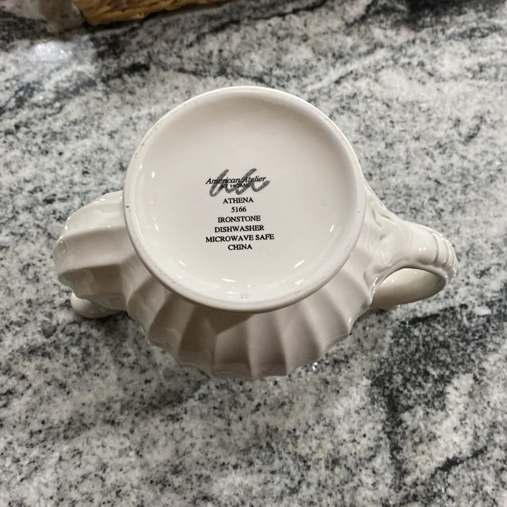 VTG. American Atelier “Athena” Creamy White Ironstone Ribbed Fluted Tea Pot!